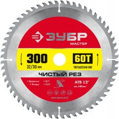 Диск пильный по дереву ЗУБР Чистый рез 300x32/30 мм, 60Т 36914-300-32-60_z01