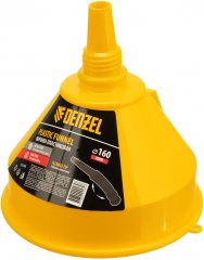 Воронка пластиковая 160 мм с металлическим ситом, непроливайкой и гибким наконечником Denzel