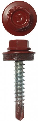 Саморезы кровельные для деревянной обрешетки, RAL 3003, рубиново-красный, 29 х 4.8 мм, 2500 шт, ЗУБР Профессионал 4-300310-48-029-3003