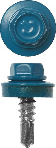 Саморезы для крепления кровель. матер. к метал.конструкциям ЗУБР цвет RAL 5009 "небесно-голубой", оцинк., 5,5x25 мм, 420 штук 4-300315-55-025-5009