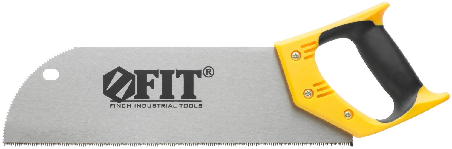 Ножовка по фанере с запилом, черно-желтая ручка, 350 мм, 12 TPI FIT 41284