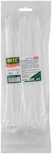 Хомуты нейлоновые для проводов, белые 100 шт., 4,8х250 мм FIT 60375