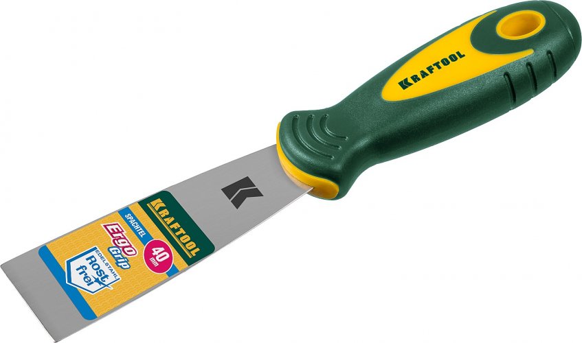 Шпательная лопатка KRAFTOOL с двухкомпонентной ручкой нержавеющее полотно 40 мм 10035-040