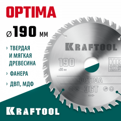 Диск пильный по дереву KRAFTOOL Optima 190x30 мм, 36Т 36951-190-30