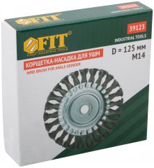 Корщетка-колесо, гайка М14, стальная витая проволока 125 мм FIT 39123