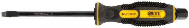 Отверткa ударная, сталь S2, шестигран.жало, боек под ключ, прорезиненная ручка, 5х100 мм SL FIT 55632