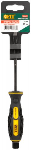 Отверткa ударная, сталь S2, шестигран.жало, боек под ключ, прорезиненная ручка, 5х100 мм SL FIT 55632