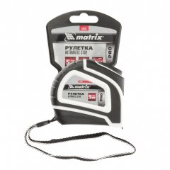 Рулетка Autostop,5 м х 19 мм,двухкомпонентный корпус,автоматическая фиксация,Pro Matrix 32551