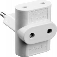 Электрический разветвитель STAYER MAXElectro, 3 гнезда, 6А/220В 55090-3