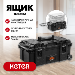 KETER ROC PRO GEAR 2.0 (28″) пластиковый ящик-тележка на колесах (38375)