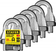 Зажим троса STAYER DIN 741, 22 мм, 5 шт. 30535-22