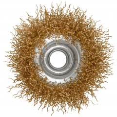 Корщетка-чашка, гайка М14, стальная латунированная волнистая проволока  65 мм FIT 39265