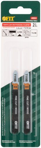 Полотна по дереву, HCS, фрезерованные, волнистые зубья, 91/67/2 мм (Т119В), 2 шт. FIT 40884