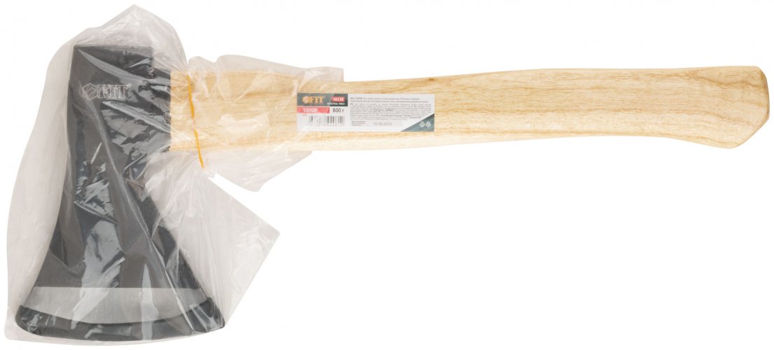 Топор кованая усиленная сталь, деревянная полированная ручка 800 гр. FIT 46138
