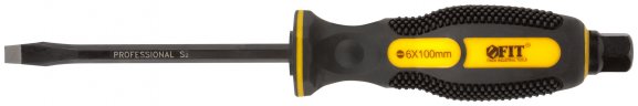 Отверткa ударная, сталь S2, шестигран.жало, боек под ключ, прорезиненная ручка, 6х100 мм SL FIT 55636