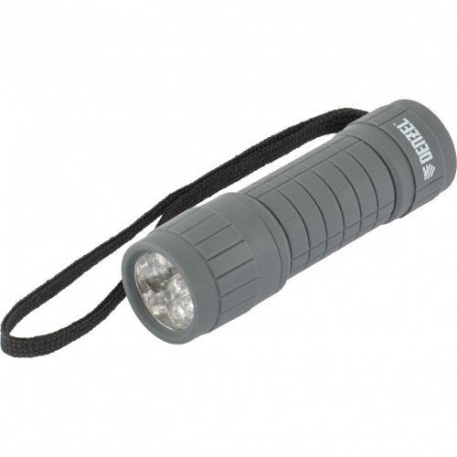 Фонарь светодиодный, серый корпус с мягким покрытием, 9 Led, 3хААА Denzel 92612