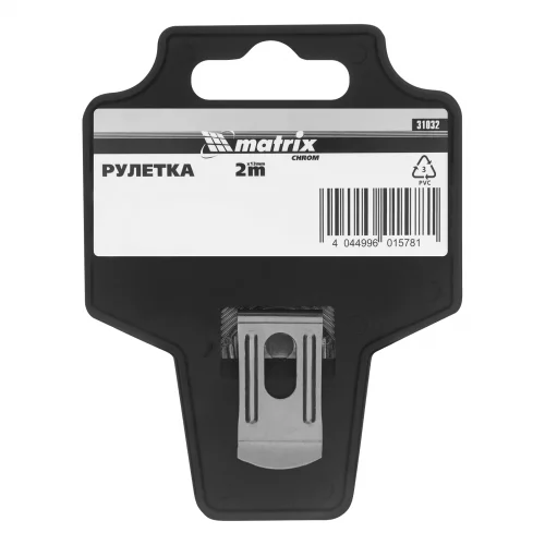Рулетка Chrom,2 м x 13 мм,хромированный корпус MATRIX 31032