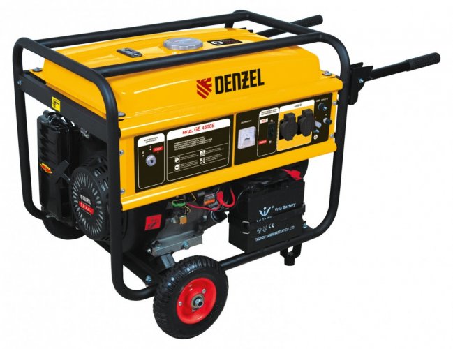 Генератор бензиновый GE 4500Е, 4.5 кВт, 220 В/50 Гц, 25 л, электростартер Denzel ( 94683 )