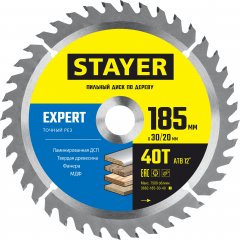 Диск пильный по дереву Точный рез, 185 x 30/20мм 40Т, STAYER EXPERT 3682-185-30-40_z01