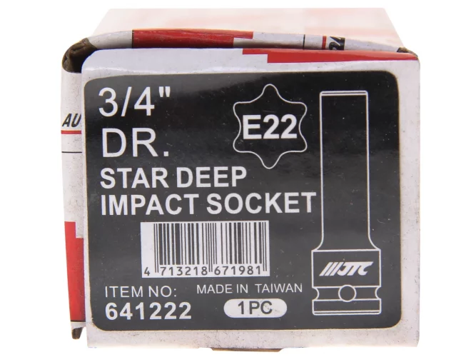 Головка торцевая 3/4" TORX E22 глубокая L=110мм JTC-641222