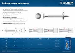 Монтажный дюбель-гвоздь ЗУБР Дгм 40x3.7 мм, цинк, 1 кг 3063-37-40-1