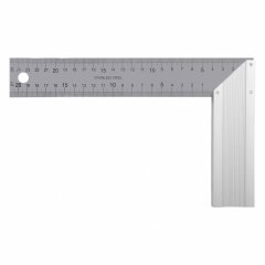 Угольник стальной 250 мм, нержавеющая сталь, градуировка, алюминиевое основание Denzel 32396