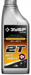 Полусинтетическое масло ЗУБР Extra 2Т-П 1 л, для 2-тактных двигателей 70601-1