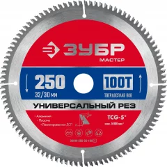 Диск пильный по алюминию ЗУБР Универсальный рез 250x32/30 мм, 100Т 36916-250-32-100_z01