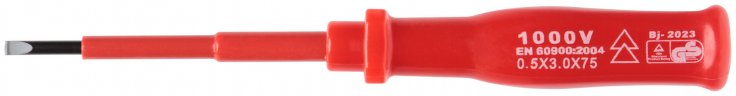 Отвертка изолированная 1000 В, CrV сталь, пластиковая ручка 3х75 мм SL FIT 55801