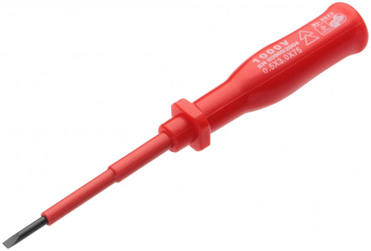 Отвертка изолированная 1000 В, CrV сталь, пластиковая ручка 3х75 мм SL FIT 55801