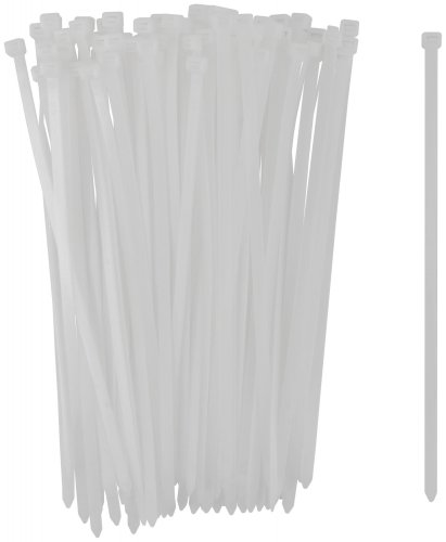 Хомуты нейлоновые для проводов, белые 100 шт., 7,6х300 мм FIT 60381