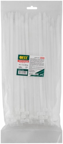 Хомуты нейлоновые для проводов, белые 100 шт., 7,6х300 мм FIT 60381