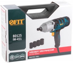Гайковерт электрический 450 Вт; 3600 об/мин; 5000 уд/мин; 350 Нм; БС щеток; рез. накл.; 2 кг; коробка FIT 80125