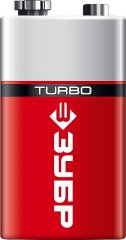 Щелочная батарейка ЗУБР 9 В, тип 6LR61 крона, 1 шт, Turbo 59219_z01