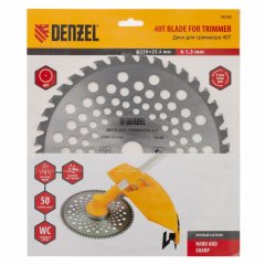 Диск для триммера, 230 х 25.4 мм, толщина 1.3 мм, 40 зубьев Denzel 96340