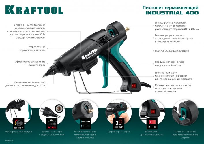 Термоклеящий пистолет KRAFTOOL Pro 06843-300-12