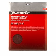 Шлифлист на тканевой основе, P 46, 230 х 280 мм, 10 шт, водостойкий Matrix 75635