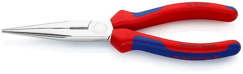 Плоские круглогубцы с режущими кромками хромированные 200 мм, KNIPEX, ( KN-2615200SB )
