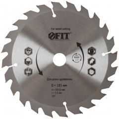 Диск пильный для циркулярных пил по дереву 185 х 20/16 х 24T FIT 37738