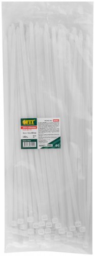 Хомуты нейлоновые для проводов, белые 100 шт., 7,6х400 мм FIT 60382