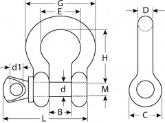 Такелажная скоба ЗУБР омегообразная, 1" 25.4 мм, 2 шт, оцинкованная 304525-25