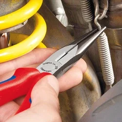 Плоские круглогубцы с режущими кромками хромированные 200 мм, KNIPEX, ( KN-2615200T )