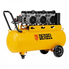 Компрессор безмасляный, малошумный  DLS 2250/100, 2250 Вт, 3x750, 100 л, 410 л/мин блок управления/ Denzel 58029