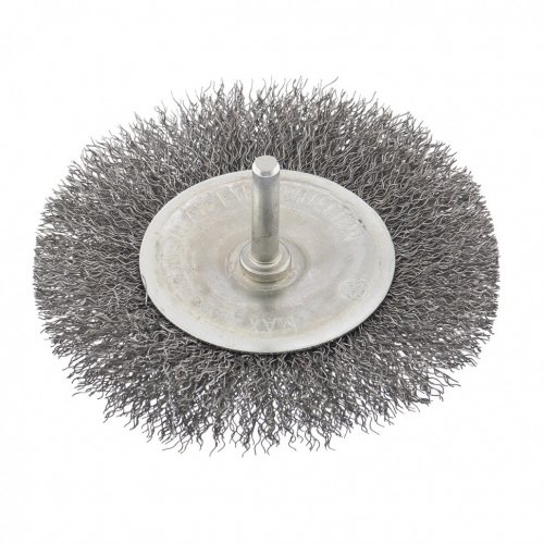 Щетка для дрели 100 мм, плоская со шпилькой, витая проволока Сибртех 744507