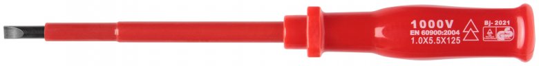 Отвертка изолированная 1000 В, CrV сталь, пластиковая ручка 5х125 мм SL FIT 55803