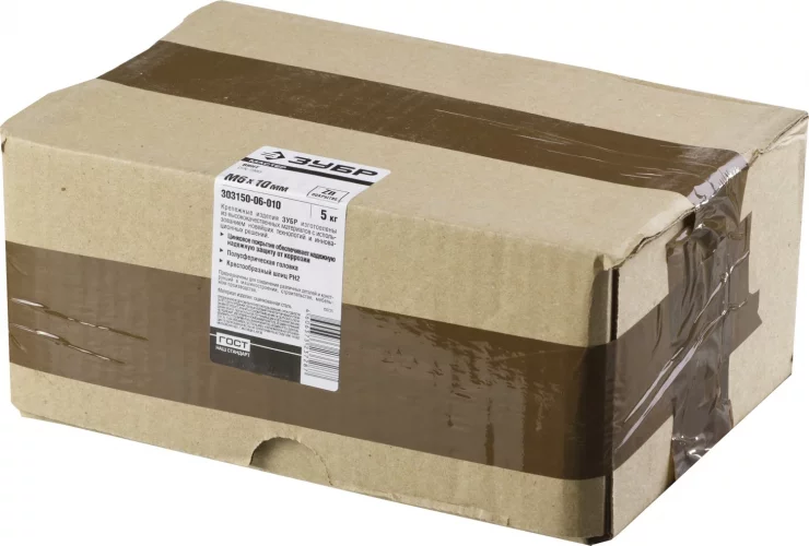 Винт ЗУБР DIN 7985, M6 x 10 мм, 5 кг, (примерно 1075 шт.) кл. пр. 4.8, оцинкованный, 303150-06-010