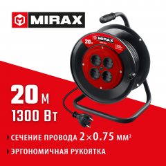 Удлинитель на катушке MIRAX пвс 2x0.75 20м 1300вт 55052-20