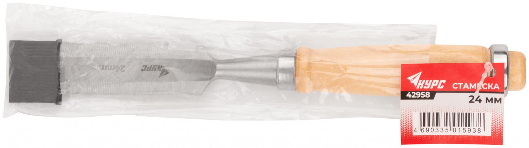 Стамеска с деревянной ручкой 24 мм КУРС 42958