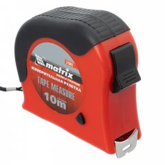 Рулетка Double fixation,10 м х 25 мм,обрезиненный корпус,двойная плавная фиксация Matrix 31061