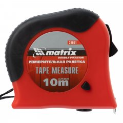 Рулетка Double fixation,10 м х 25 мм,обрезиненный корпус,двойная плавная фиксация Matrix 31061